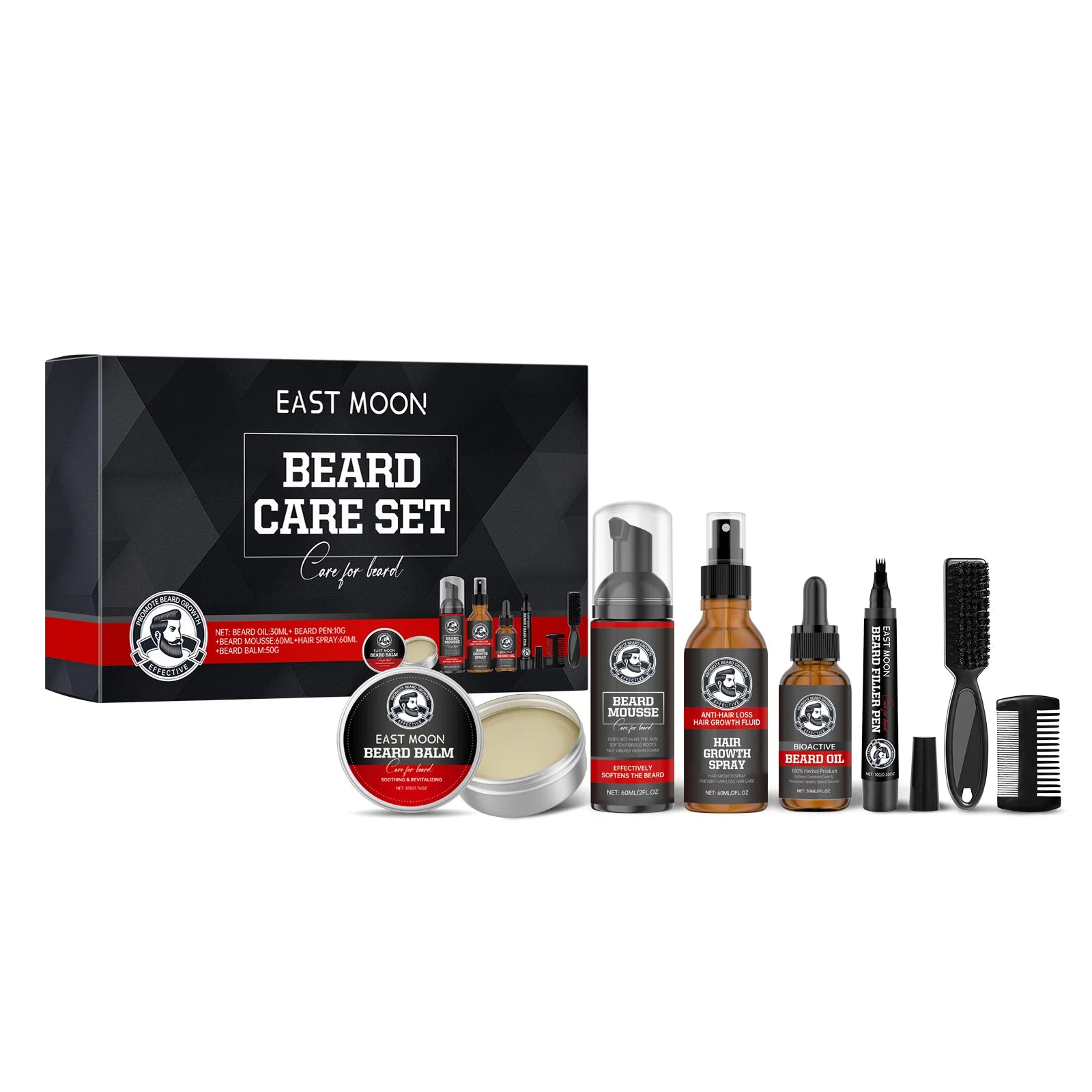 Beard Growth Kit Thicker Whisker Anti Hair Loss Regrowth Essential Oil
