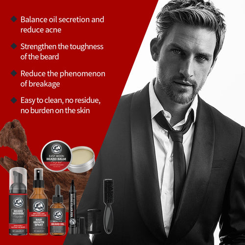 Beard Growth Kit Thicker Whisker Anti Hair Loss Regrowth Essential Oil