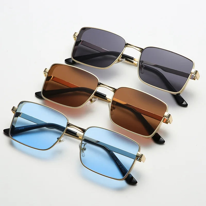 New Vintage Metal Steampunk Sunglasses Men Women Square Sun Glasses For Men Women Stylish Retro Brand Shades Male Female UV400
