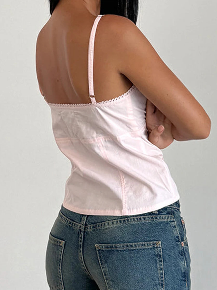 Ruffle Sleeveless Blouse Summer V Neckline Camisole Tank Tops