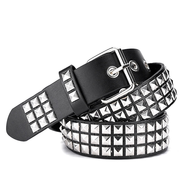 Rivet Hollow Bullet Decoration Belt Fashion  Adjustable Women Black Belt