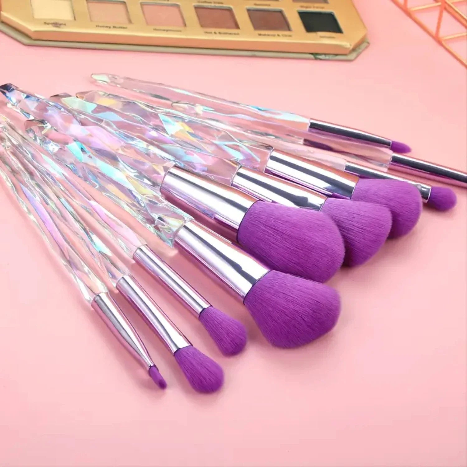 Soft and Luxurious Travel Beauty Tools - Crystal Acrylic Handle Eye Makeup Brush Set