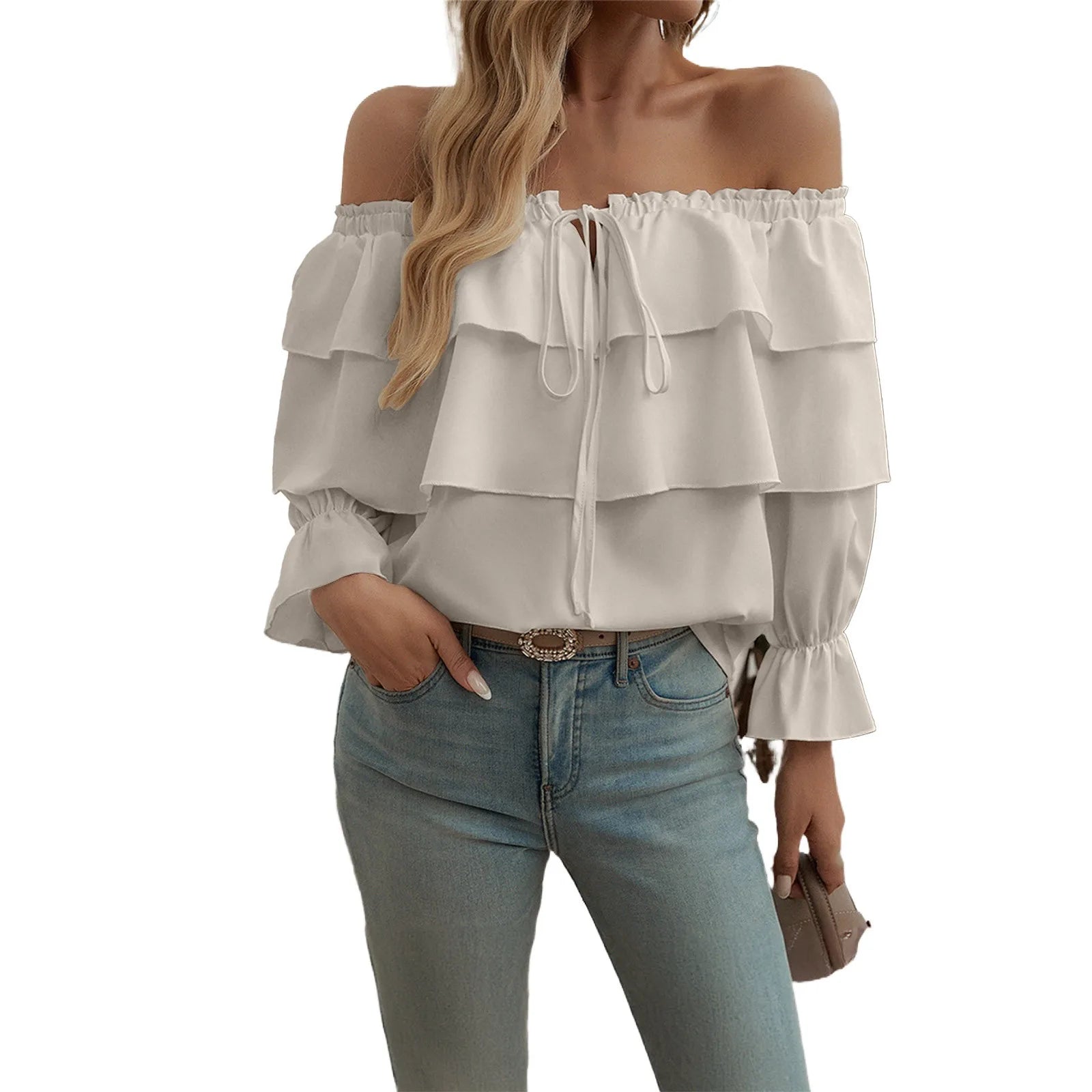 Sexy One Shoulder Bow Knot Shirt For Women Clothing 2025 Summer Tops