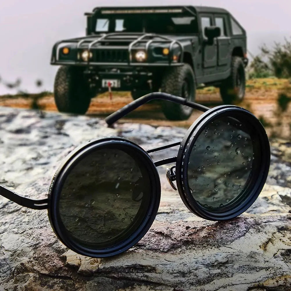 Adjustable 1-9 Sunglasses with ND Filter Lenses Rounded Polarized Sunglasses for Men
