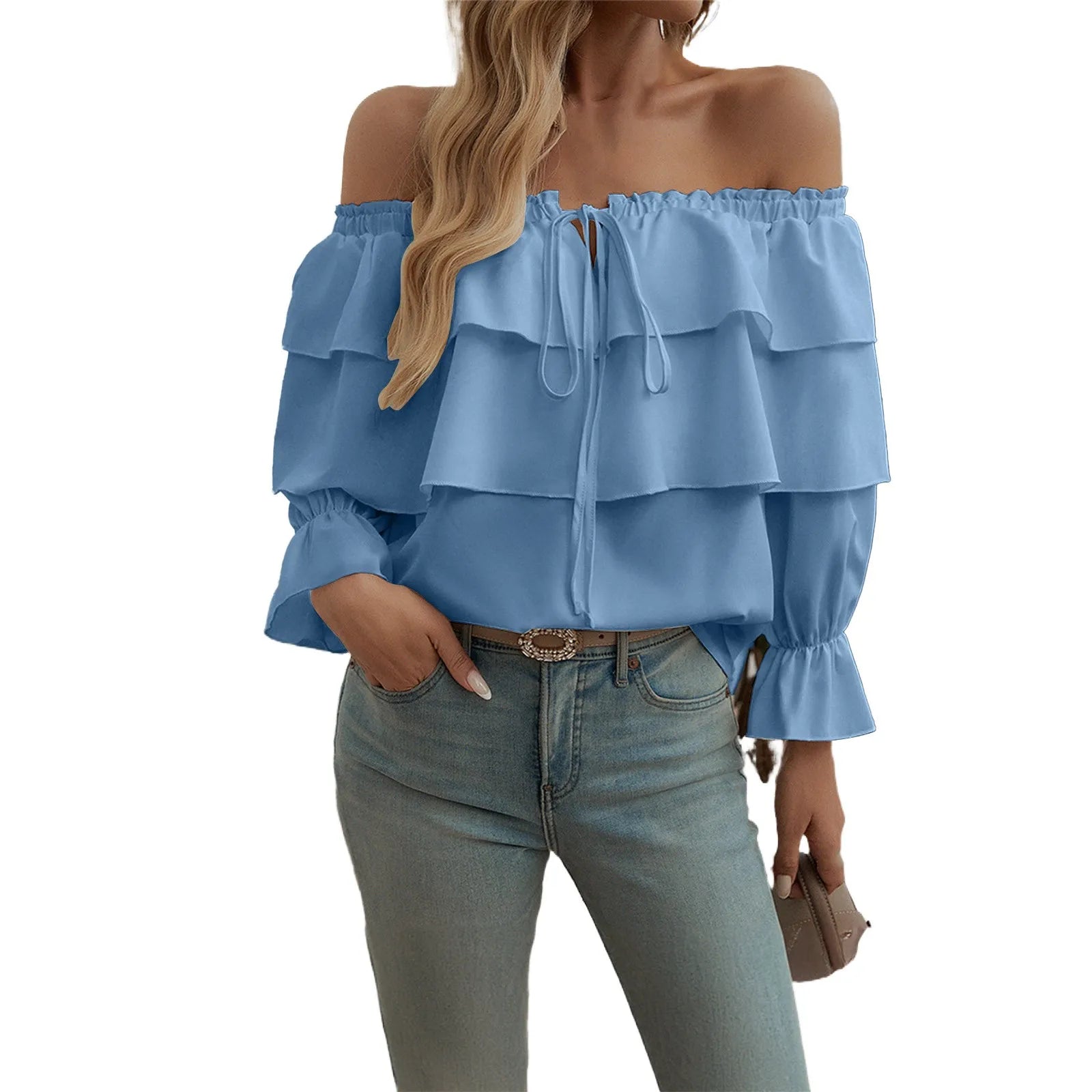 Sexy One Shoulder Bow Knot Shirt For Women Clothing 2025 Summer Tops
