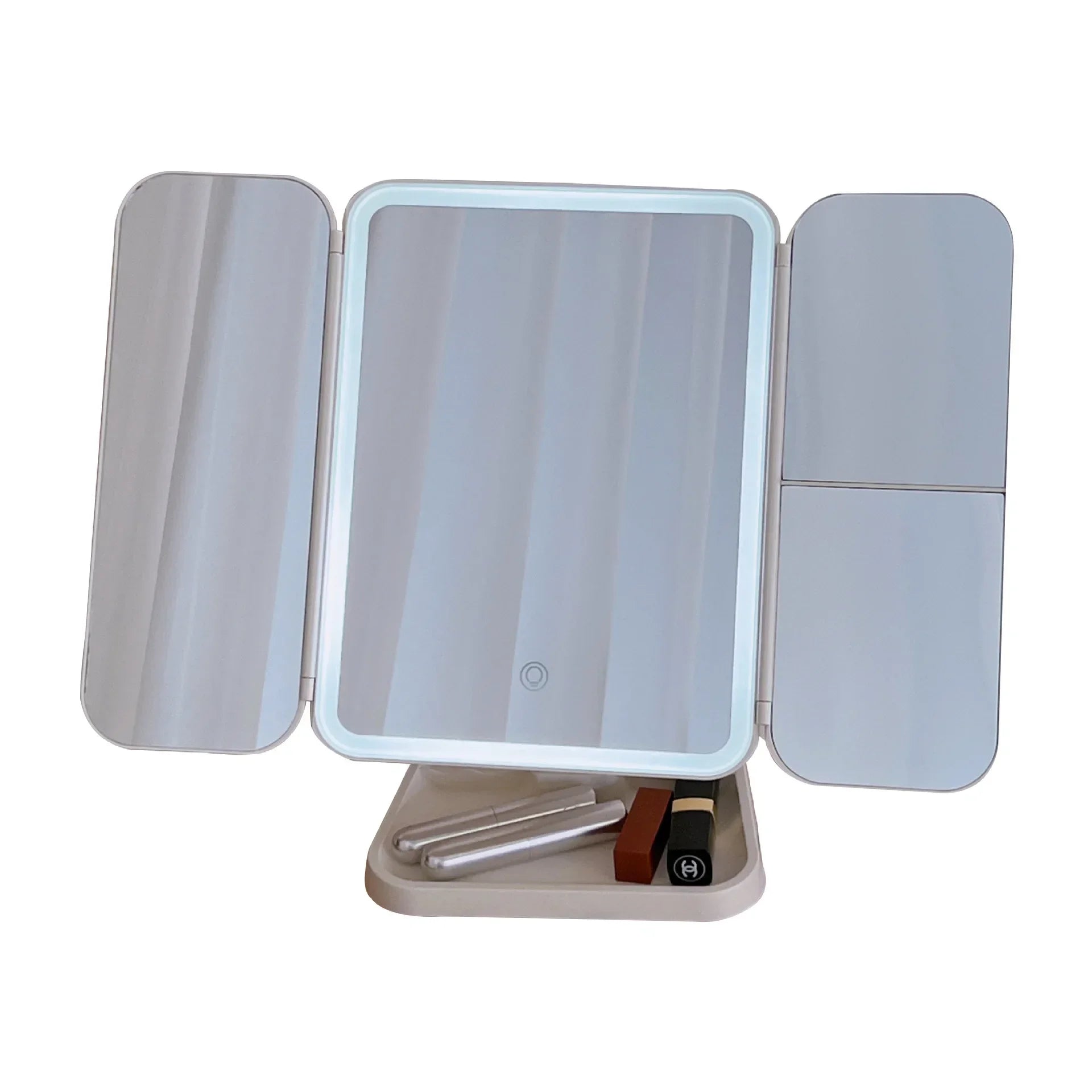 Trifold Makeup Mirror LED Lights Dorm Dressing Mirror
