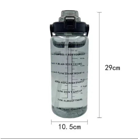 2L Straw Water Bottle With Time Marker