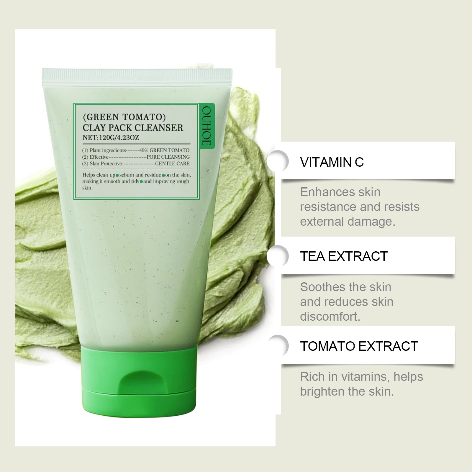 Green Tomato Face Wash Gentle Pore Cleansing  Oil Balancing Facial Cleanser