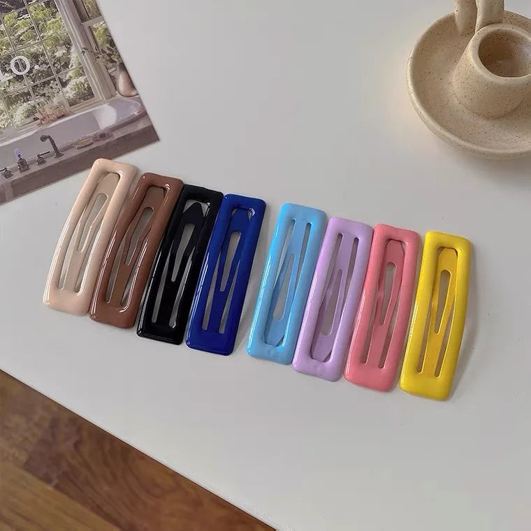 Oil Geometric Rectangle Hair Clips Candy Color
