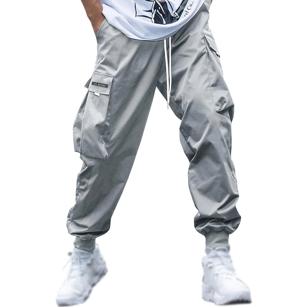New Men's Casual Jogging Cargo Pants Solid Drawstring Sports Pants