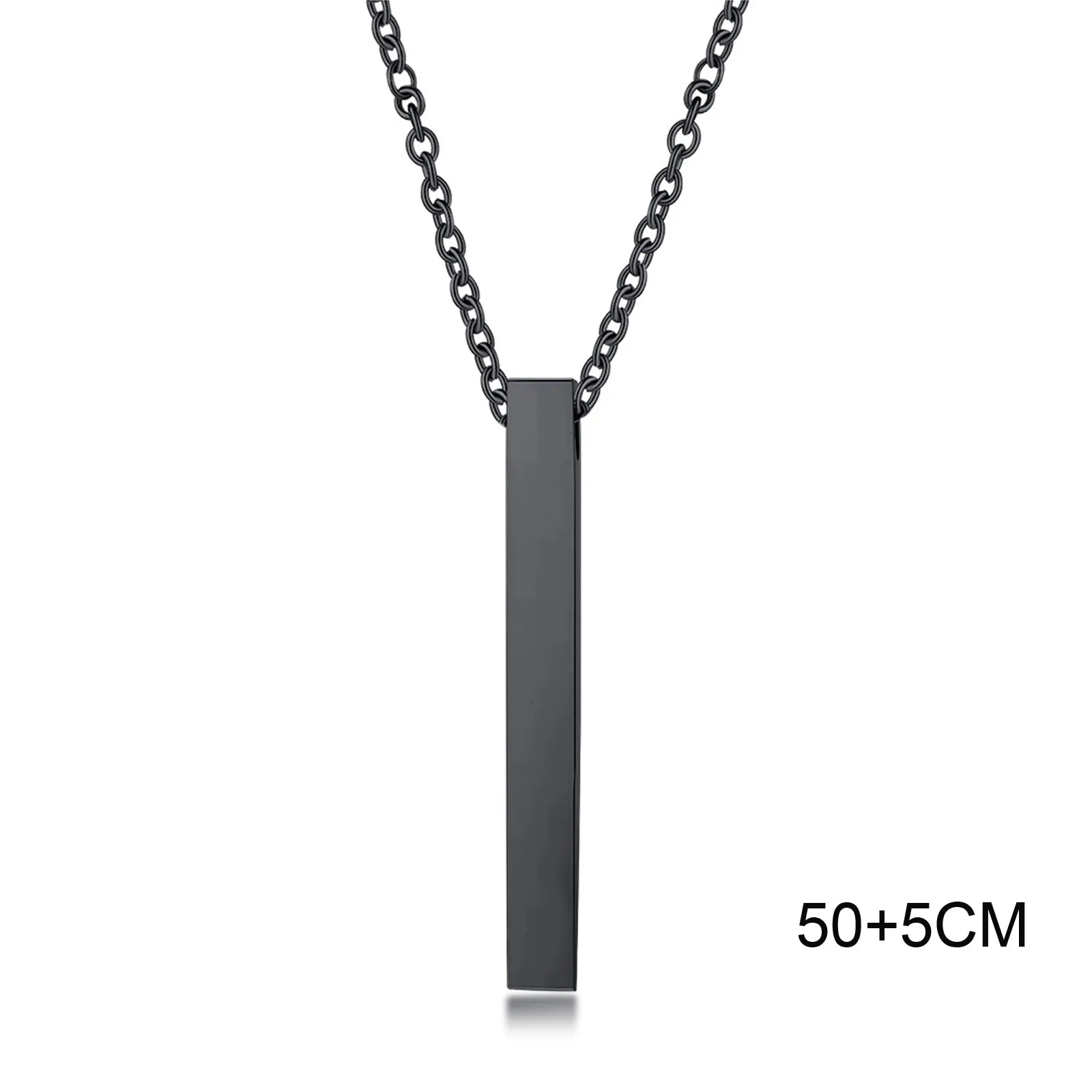 Waterproof Pillar Necklaces for Men Women,Stainless Steel Rectangle Vertical Bar Pendant Necklace,Simple Casual Collar Gifts