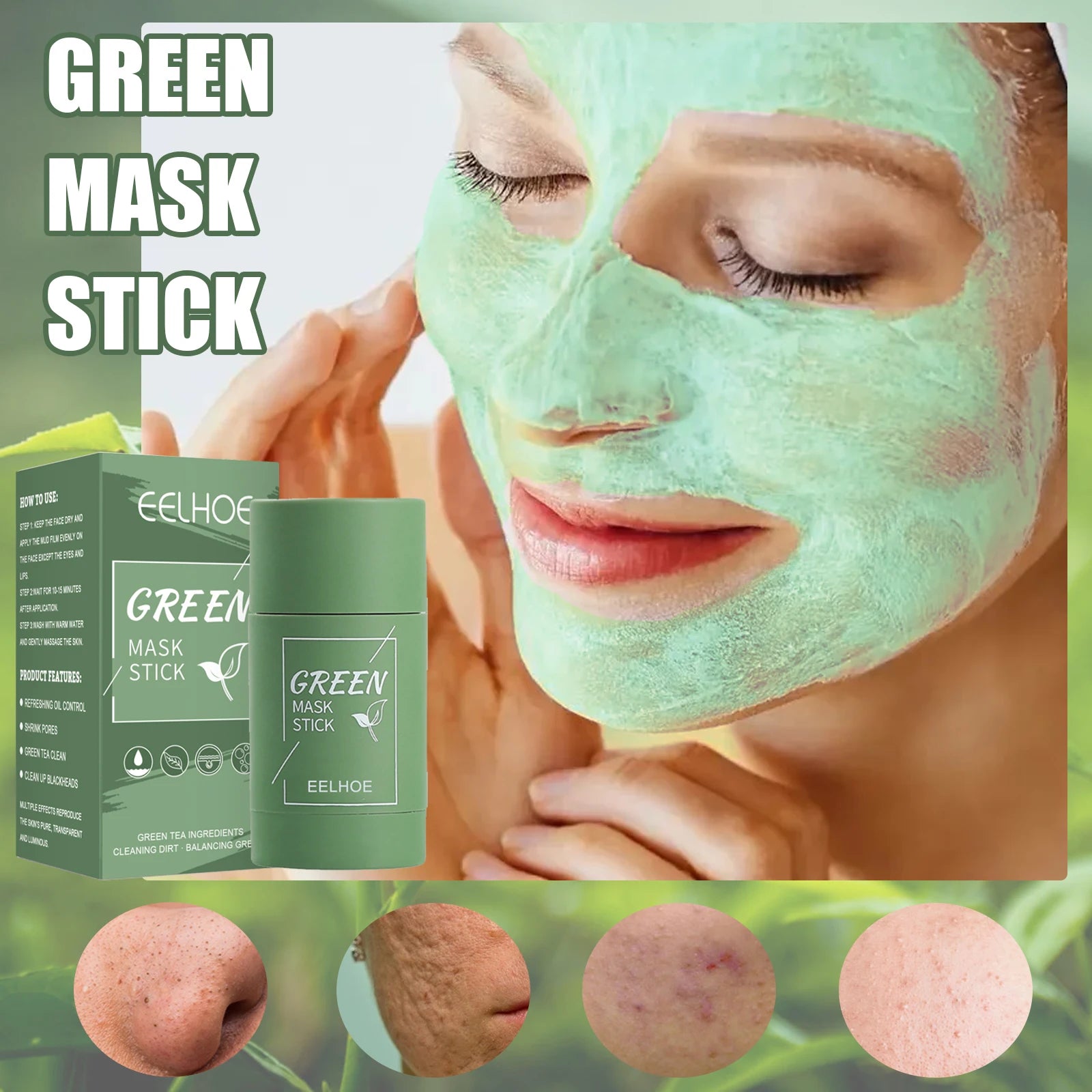 Green Tea Solid Mask Clean Dirt Shrink Pores Blackhead Remover