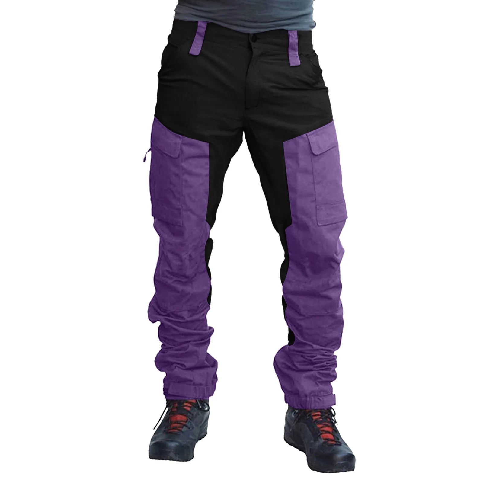 Men'S Cargo Pants Two Tone Patchwork Casual Cargo Pants