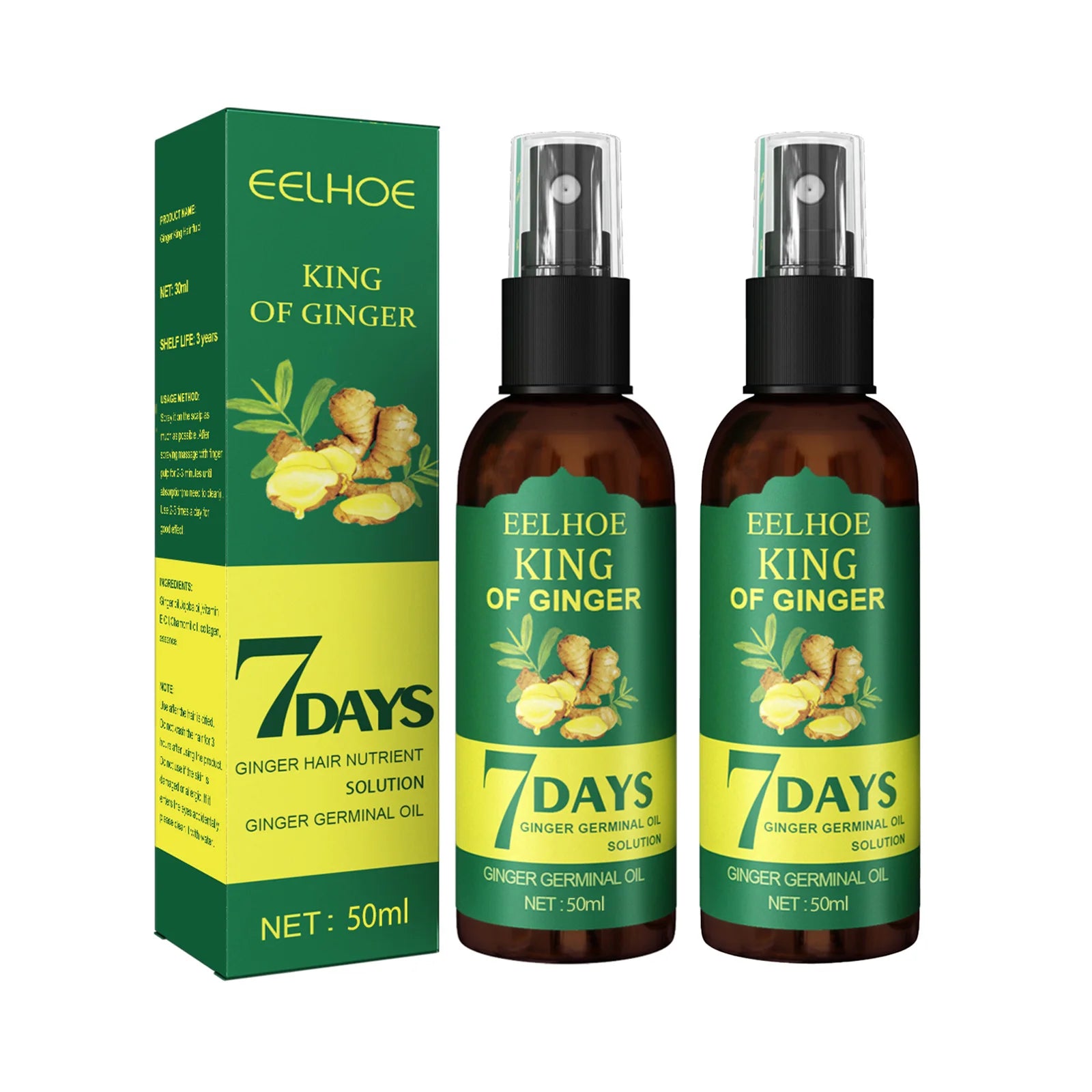 Ginger Hair Growth Spray Natural Ingredients Nutrition Increase Hair Scalp Repair Oil