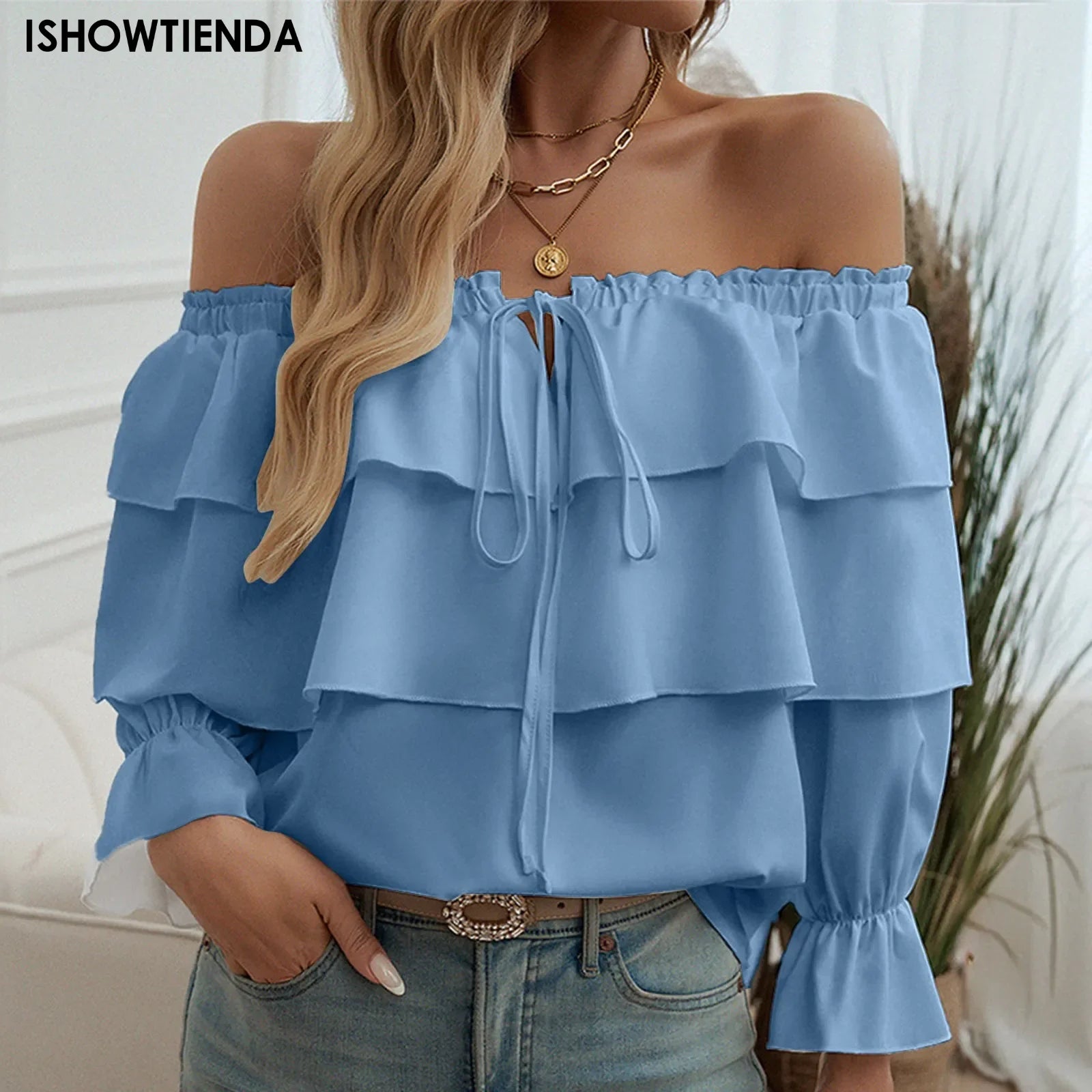 Sexy One Shoulder Bow Knot Shirt For Women Clothing 2025 Summer Tops