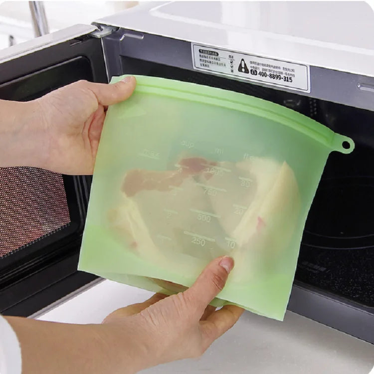 Reusable Silicone Zipper Bag for Freshness Preservation and Refrigerator Organization