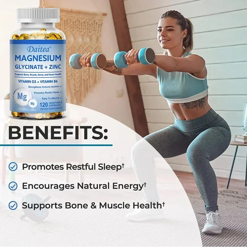 Magnesium Zinc & Vitamin D3 - Triple Supplement for Men and Women - for Sleep, Bones, Heart, Immune Support