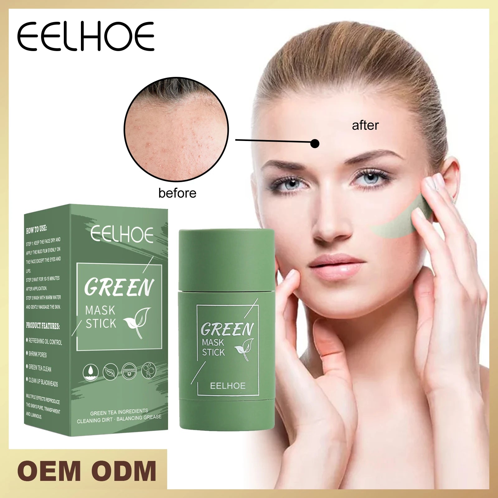 Green Tea Solid Mask Clean Dirt Shrink Pores Blackhead Remover
