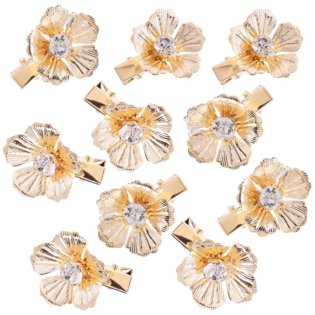 10/12/16Pcs Gold Pearl Hair Barrettes Aesthetic Alligator Hair Clips Floral Headpiece Floral Pearl Hair Pins Hair Accessories
