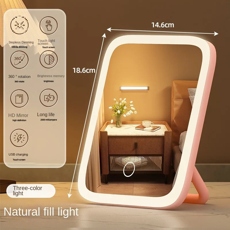 LED Smart Student Dormitory Desktop Fill Light Small Mirror