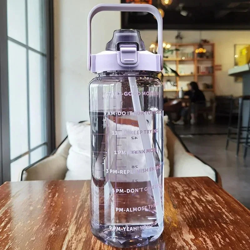 2L Straw Water Bottle With Time Marker