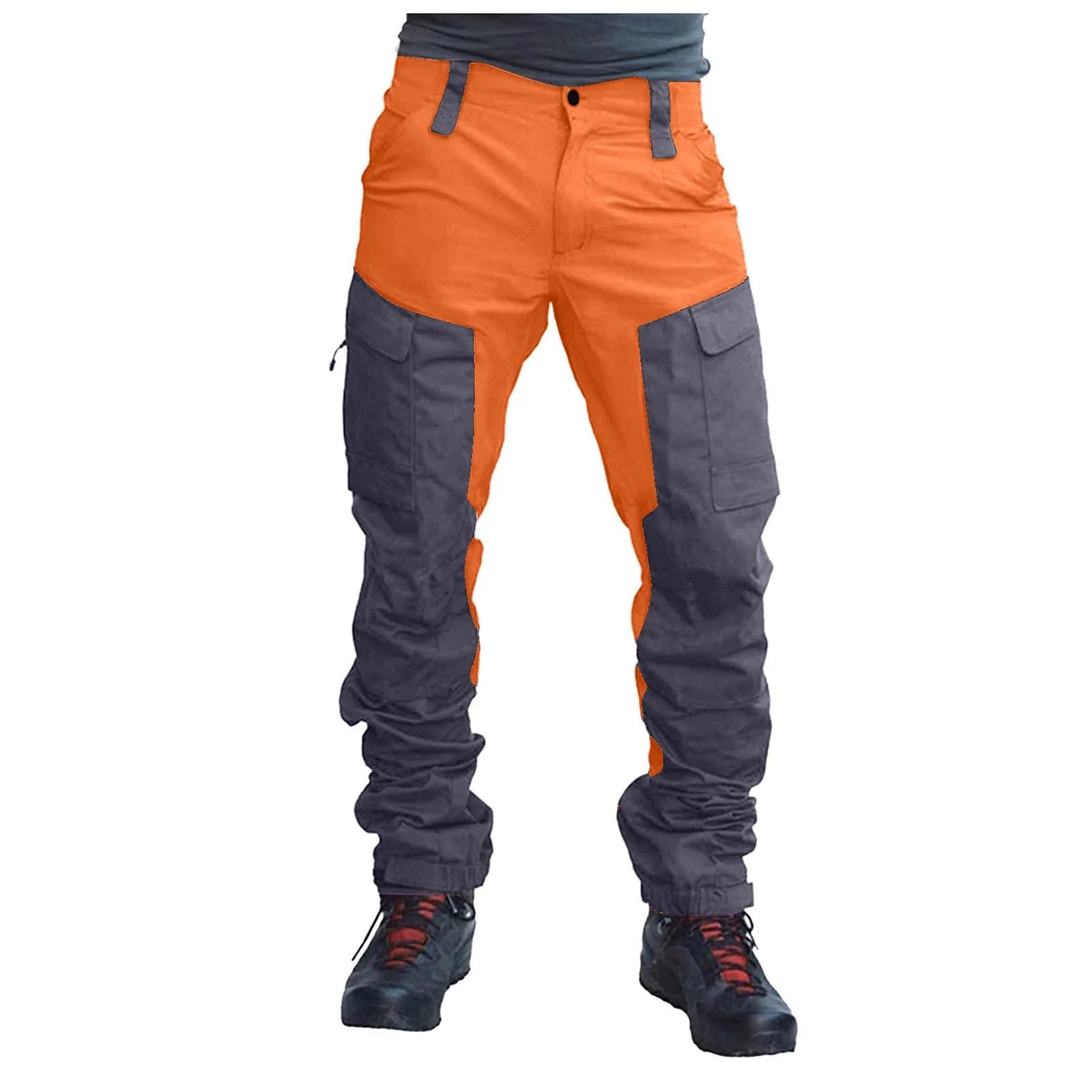 Men'S Cargo Pants Two Tone Patchwork Casual Cargo Pants