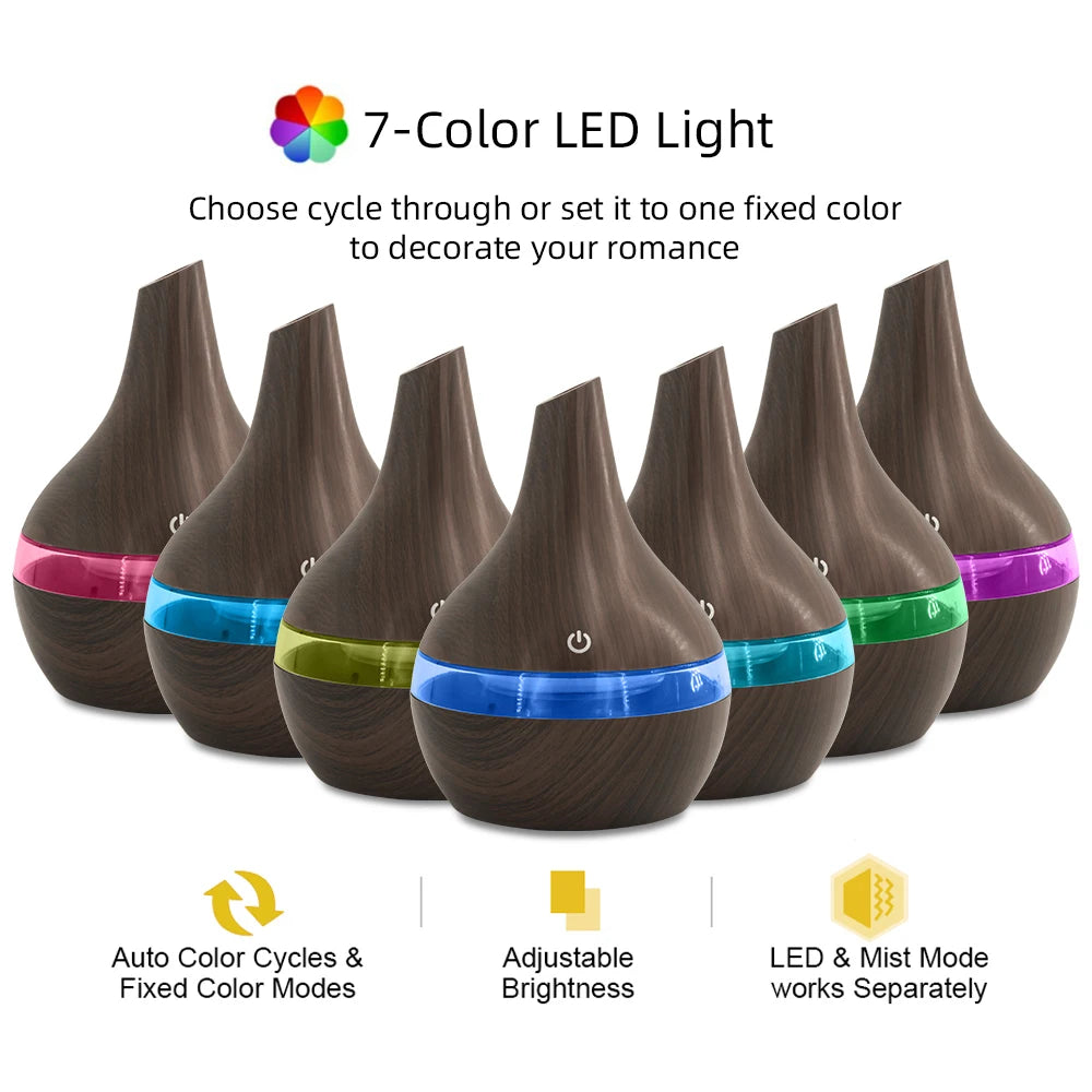 NEW 300ml USB Essential Oil Diffuser Humidifier  Wood Grain Design