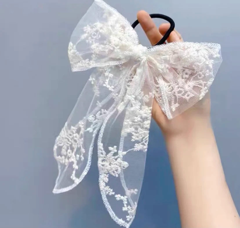 Summer Vacation Lace Hair Clip Black White Bow Knot Hair Barrettes For Women