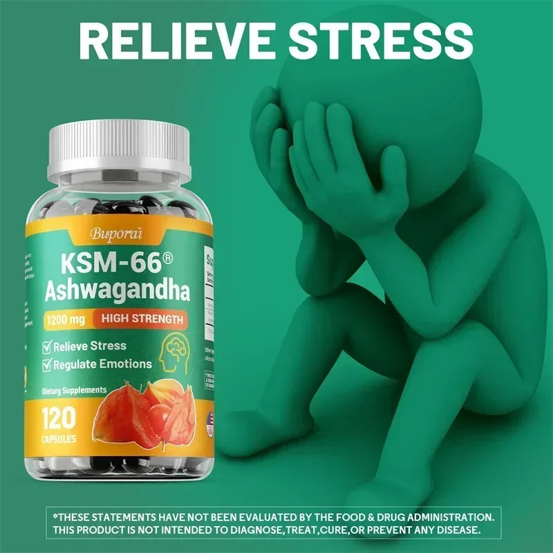 KSM-66 Ashwagandha Supplement - Support Energy, Stamina & Memory & Performance, Relieves Stress, Promotes Deep Sleep
