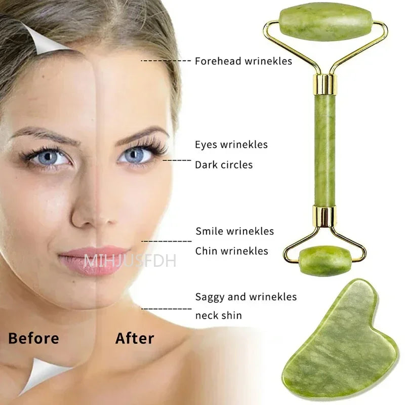 Natural Jade Roller Massager for Face Body Back Foot Massage Roller