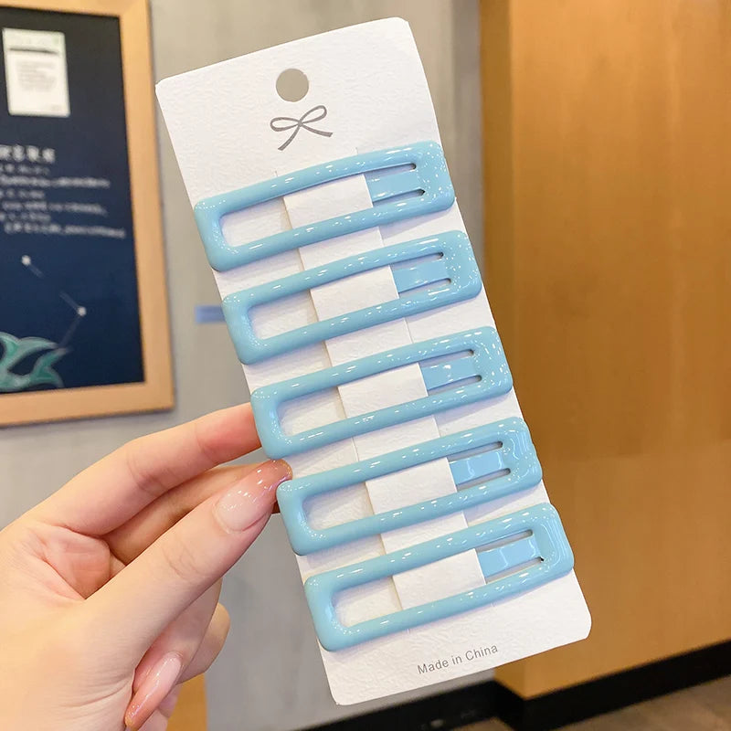 Oil Geometric Rectangle Hair Clips Candy Color