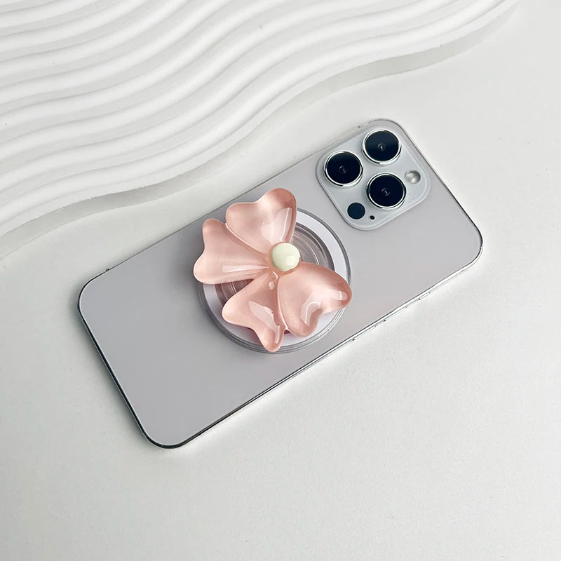 Magnetic Folding Phone Holder Cute Bow Socket Talk Grip For Magsafe IPhone Mac Samsung Safe Ring Finger Expanding Stand