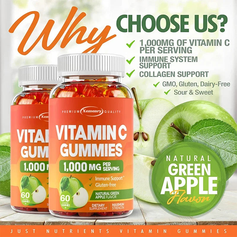 Vitamin C Gummies 1000mg - Natural Antioxidant That Supports A Healthy Immune System and Promotes Cell Production