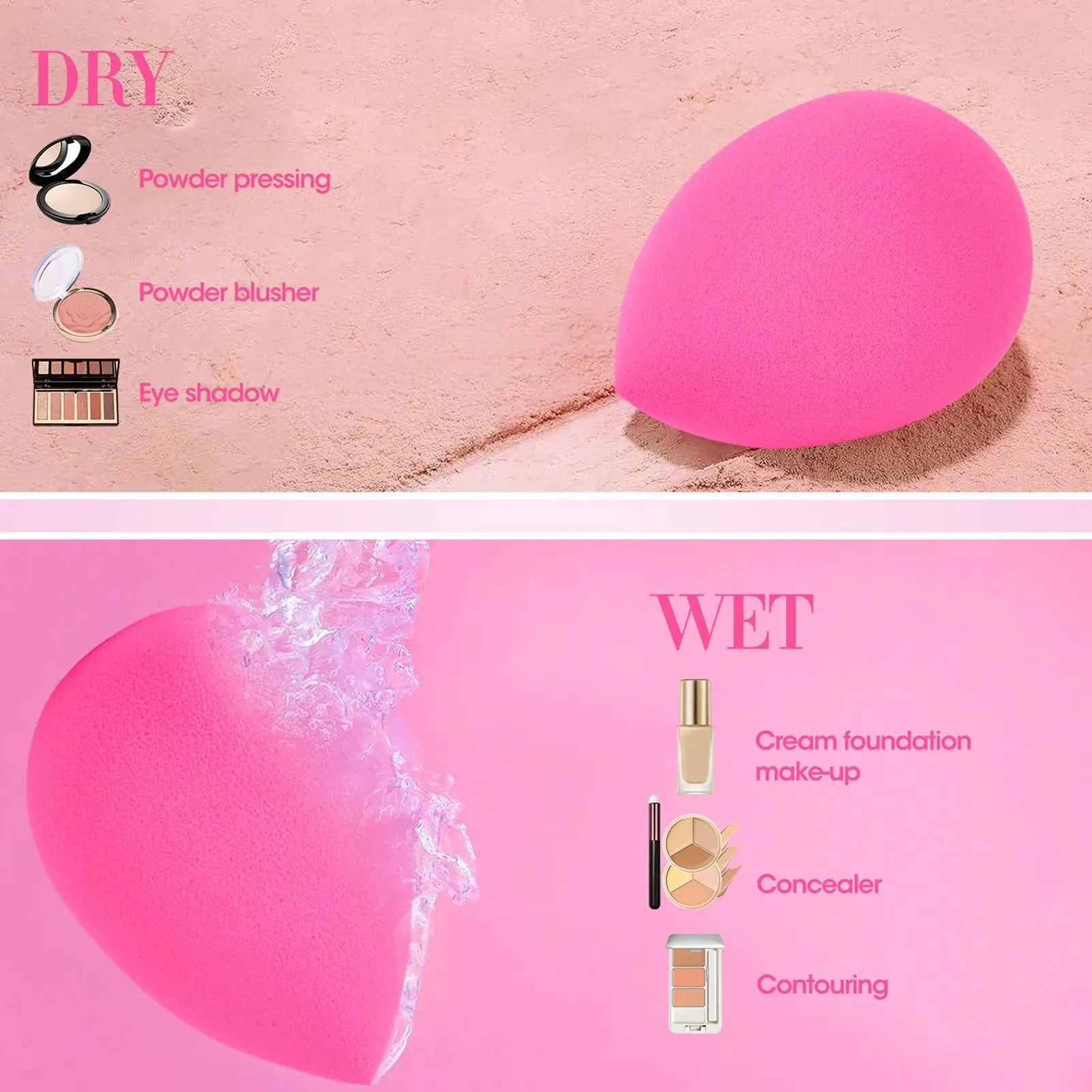 Makeup Sponge Set Pink Professional Beauty Cosmetic Sponges
