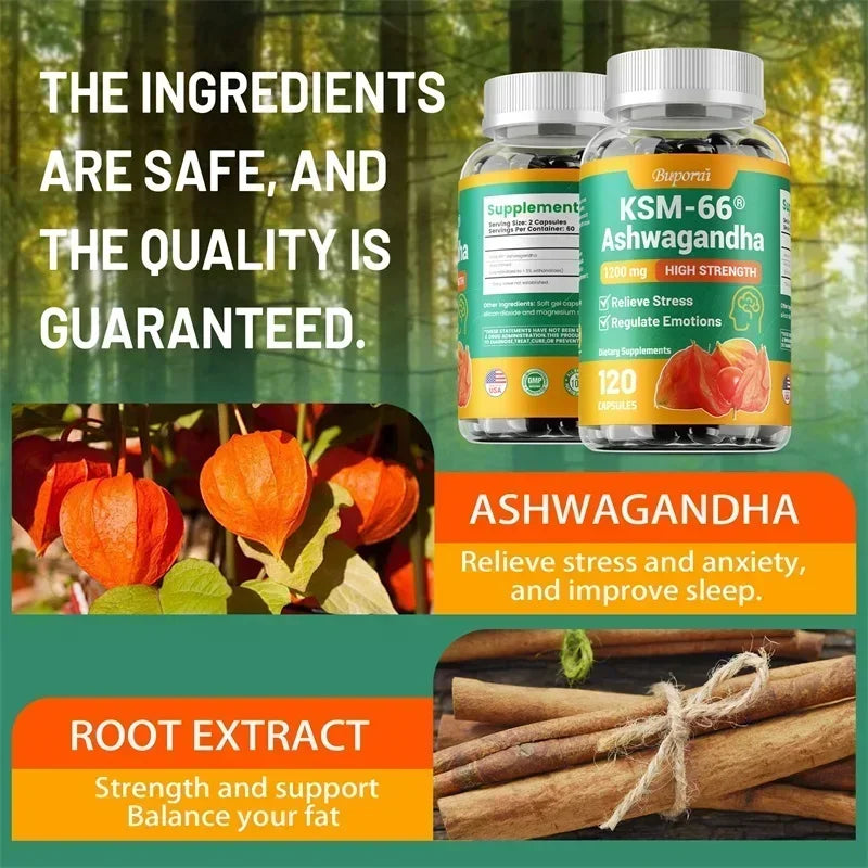 KSM-66 Ashwagandha Supplement - Support Energy, Stamina & Memory & Performance, Relieves Stress, Promotes Deep Sleep
