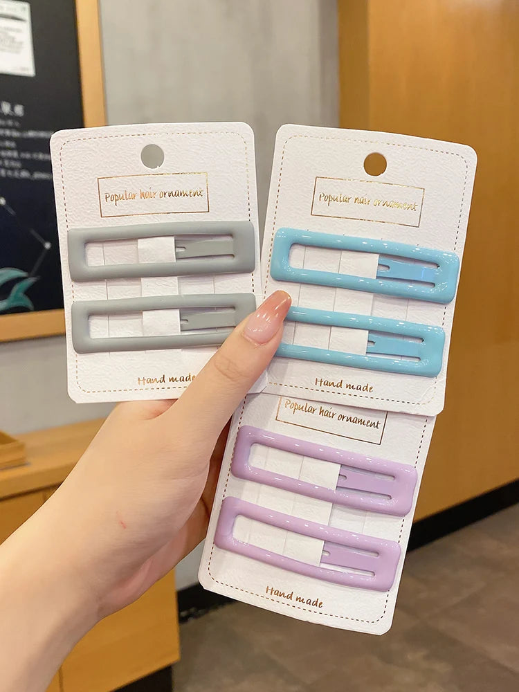 Oil Geometric Rectangle Hair Clips Candy Color
