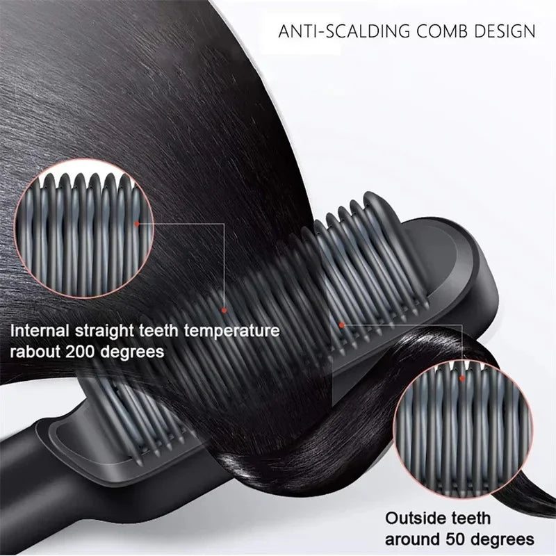 Professional Quick Heated Electric Hot Comb Hair Straightener
