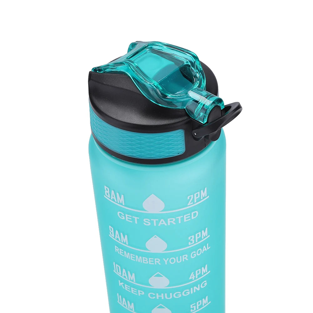 1000ml Water Bottle with Time Scale Outdoor Fitness Bike Water Cup