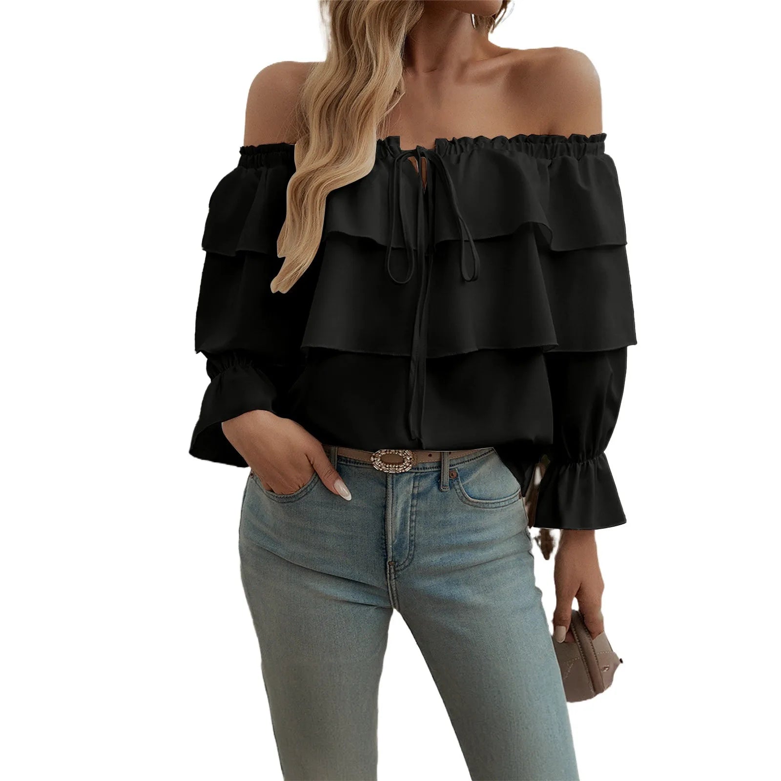 Sexy One Shoulder Bow Knot Shirt For Women Clothing 2025 Summer Tops