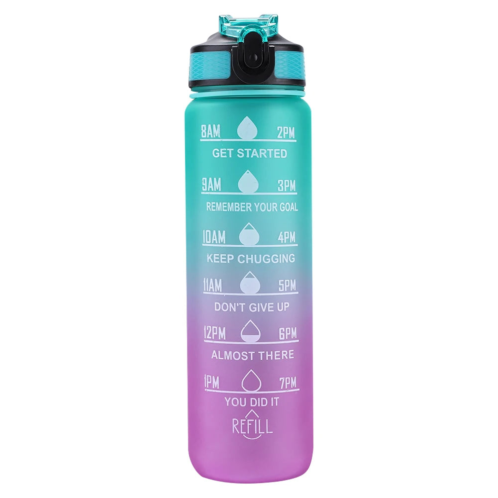1000ml Water Bottle with Time Scale Outdoor Fitness Bike Water Cup