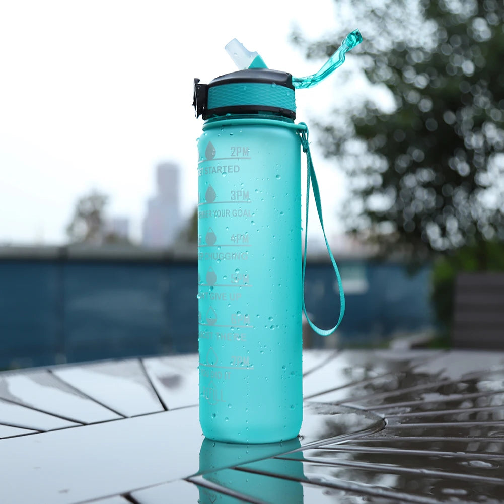 1000ml Water Bottle with Time Scale Outdoor Fitness Bike Water Cup