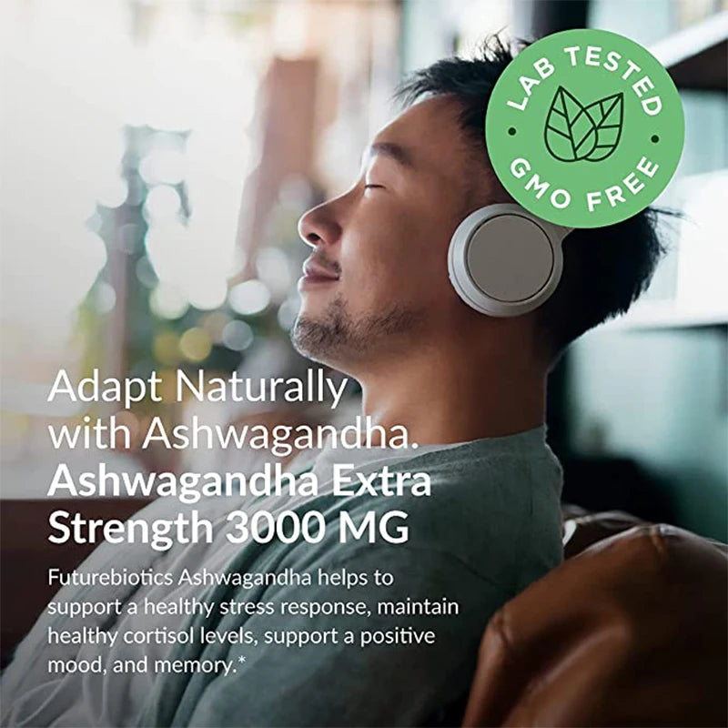 Natural Ashwagandha Stress & Mood Relief Herbal Vegetarian KSM-66 Capsules Anti-Anxiety Stress Relief Brain Health