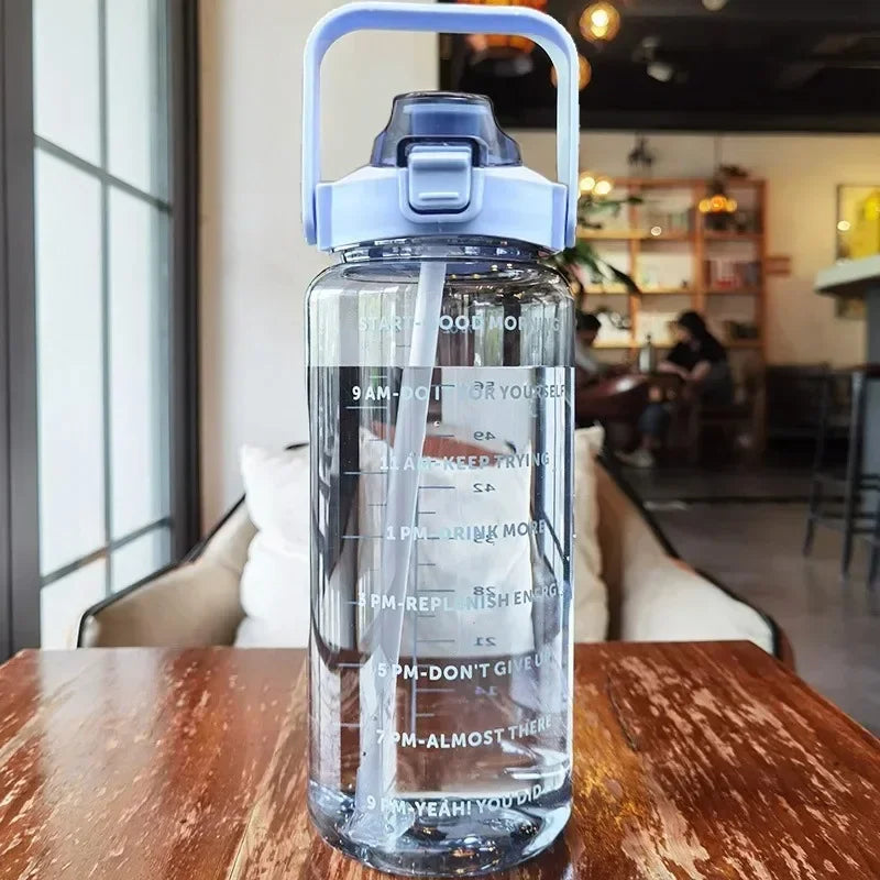 2L Straw Water Bottle With Time Marker