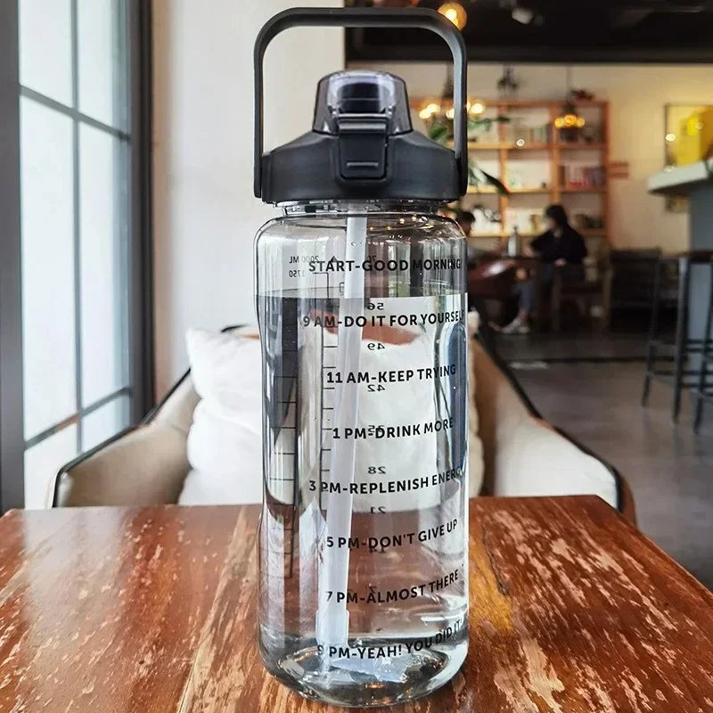 2L Straw Water Bottle With Time Marker