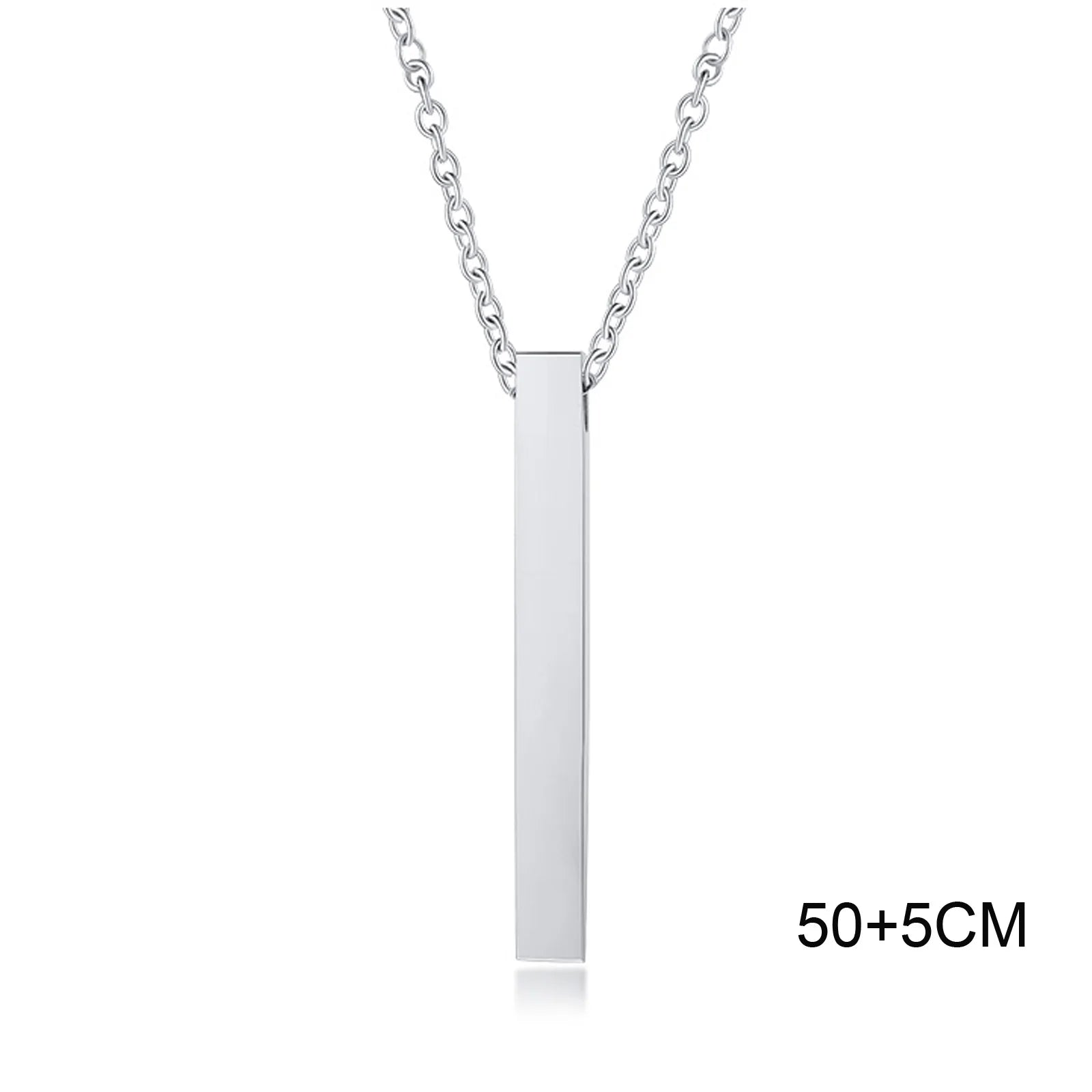 Waterproof Pillar Necklaces for Men Women,Stainless Steel Rectangle Vertical Bar Pendant Necklace,Simple Casual Collar Gifts
