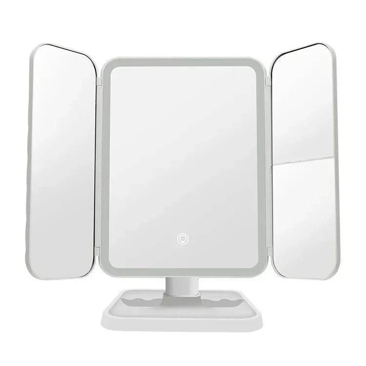 Trifold Makeup Mirror LED Lights Dorm Dressing Mirror