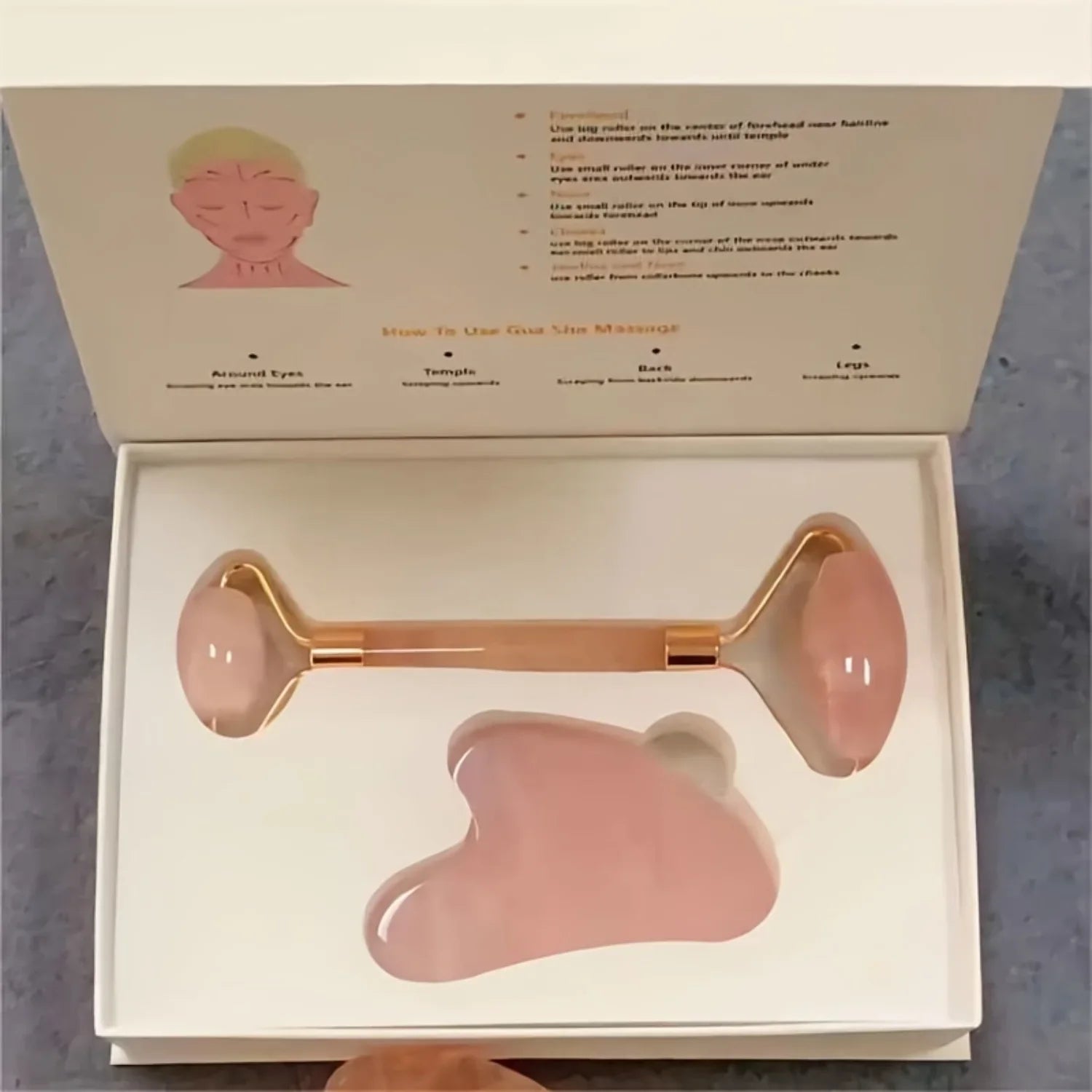 Jade Roller & Gua Sha Set for Eye, Neck & Skin Care