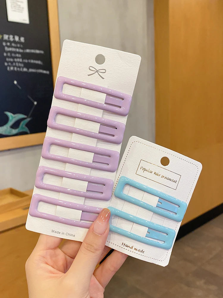 Oil Geometric Rectangle Hair Clips Candy Color