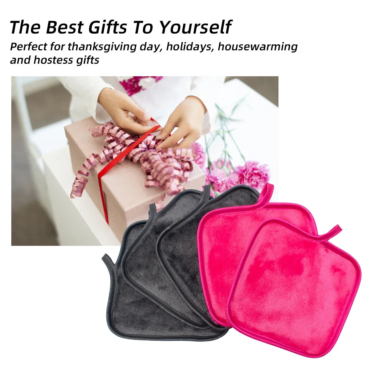 2Pcs Makeup Remover Pads Reusable Cotton Pads Makeup Eraser Microfiber Facial Towel Face Cleaner Cleaning Wipes Skincare Beauty