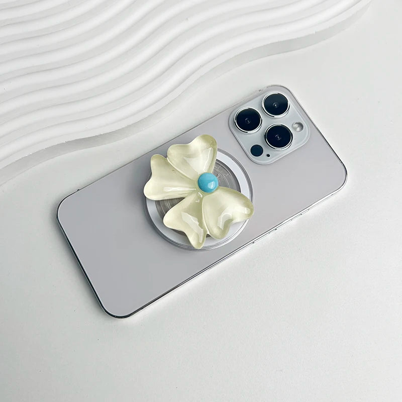 Magnetic Folding Phone Holder Cute Bow Socket Talk Grip For Magsafe IPhone Mac Samsung Safe Ring Finger Expanding Stand
